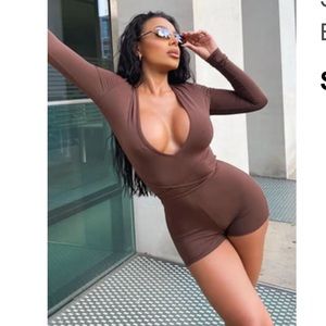 Deep v romper fashion nova